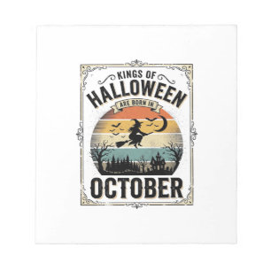 October Halloween Birthday Vintage Witch Shirt Des Notepad