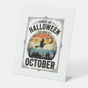 October Halloween Birthday Vintage Witch Shirt Des Pedestal Sign
