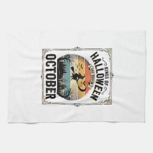 October Halloween Birthday Vintage Witch Shirt Des Tea Towel