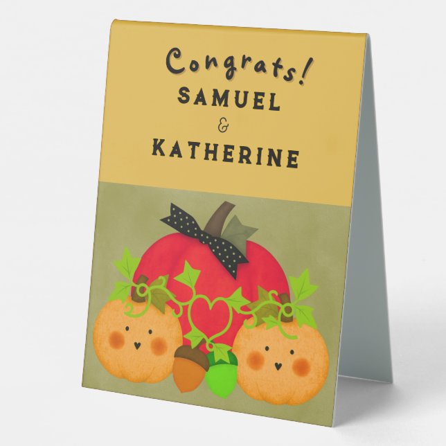 October Halloween Wedding Shower Table Tent Sign (Back)