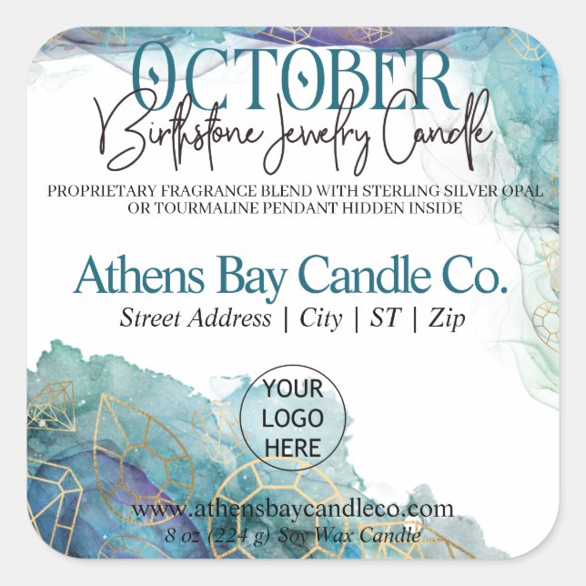 October Hidden Jewellery Candle Product Label (Front)