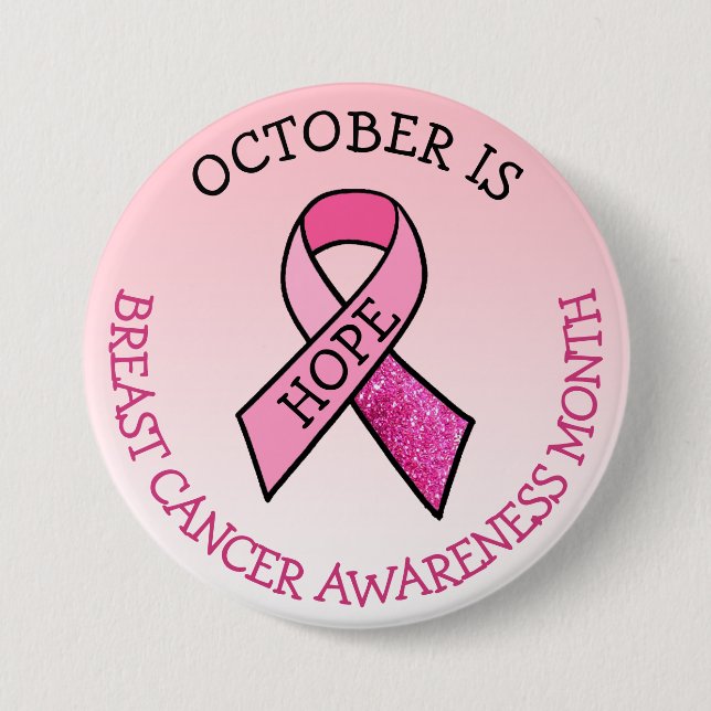 October is Breast Cancer Awareness Month 7.5 Cm Round Badge (Front)