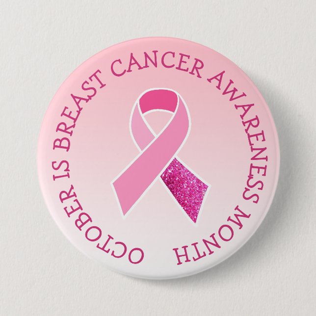 October is Breast Cancer Awareness Month 7.5 Cm Round Badge (Front)