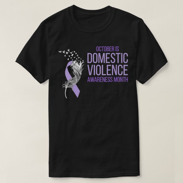 October is Domestic Violence Awareness Ribbon And  T-Shirt (Design Front)
