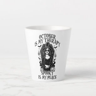 October Is My Therapy, Spooky Is My Peace Latte Mug