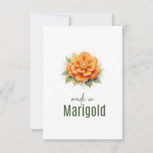 October Marigold Birth Flower Flat Thank You Card