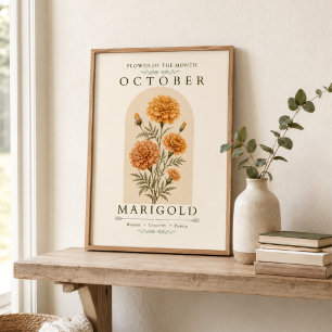 October Marigold Birth Flower Poster