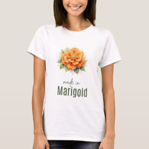 October Marigold Birth Flower Watercolor Art  T-Shirt