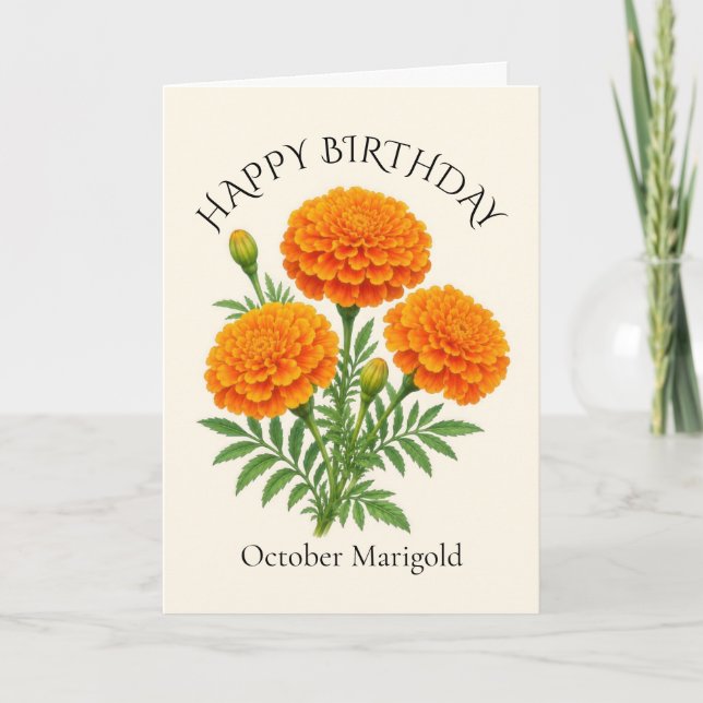 October Marigold Birthday Card (Front)