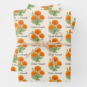 October Marigold Flowers Wrapping Paper Sheet