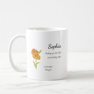 October Marigold Personalised Birthday Coffee Mug