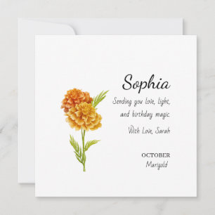 October Marigold Personalized Birthday Card
