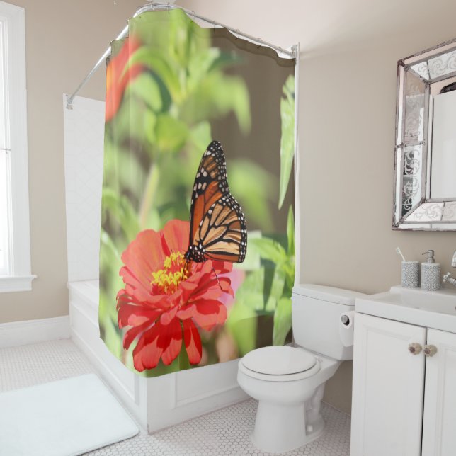 October Monarch Shower Curtain (In Situ)