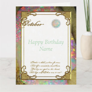 October Opal Birthstone Birthday 8.5 x 11 Card