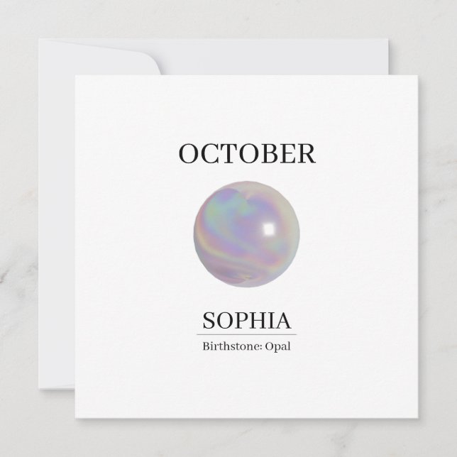 October Opal Personalized Birthday Card (Front)