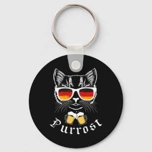 October Party T Shirt Funny Prost Pun Purrost Cat Key Ring