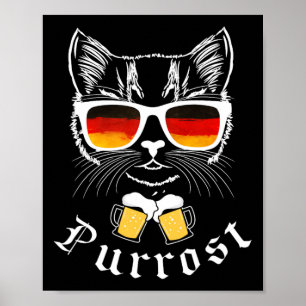 October Party T Shirt Funny Prost Pun Purrost Cat Poster