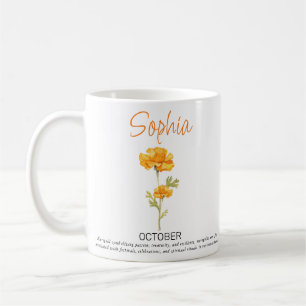October Personalised Birth Flower Coffee Mug
