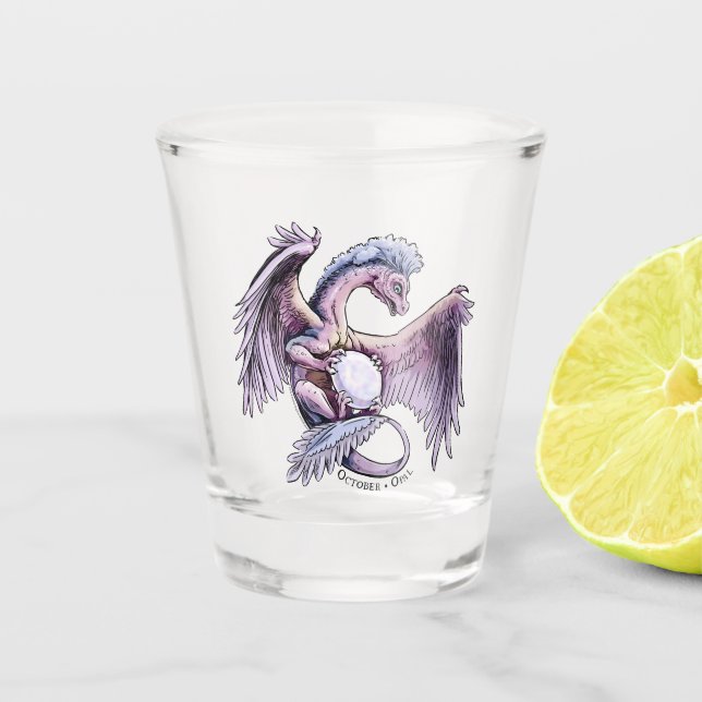 October’s Birthstone Dragon: Opal Shot Glass (Front)
