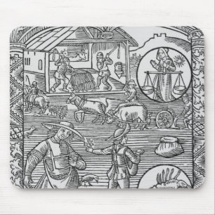 October, sowing, ploughing and threshing, mouse mat