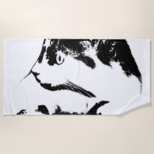 October Static, Feline Focus Beach Towel