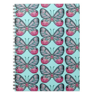October Teal Glasswing Butterfly Pattern Design Notebook