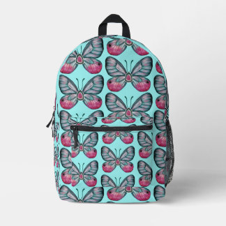October Teal Glasswing Butterfly Pattern Design Printed Backpack