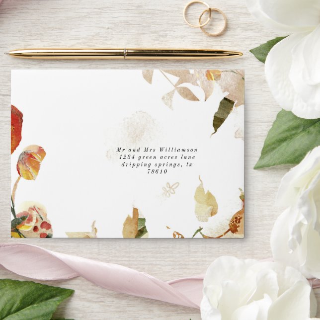 October Toned Foliage Pre-Adressed Envelope (Wedding)