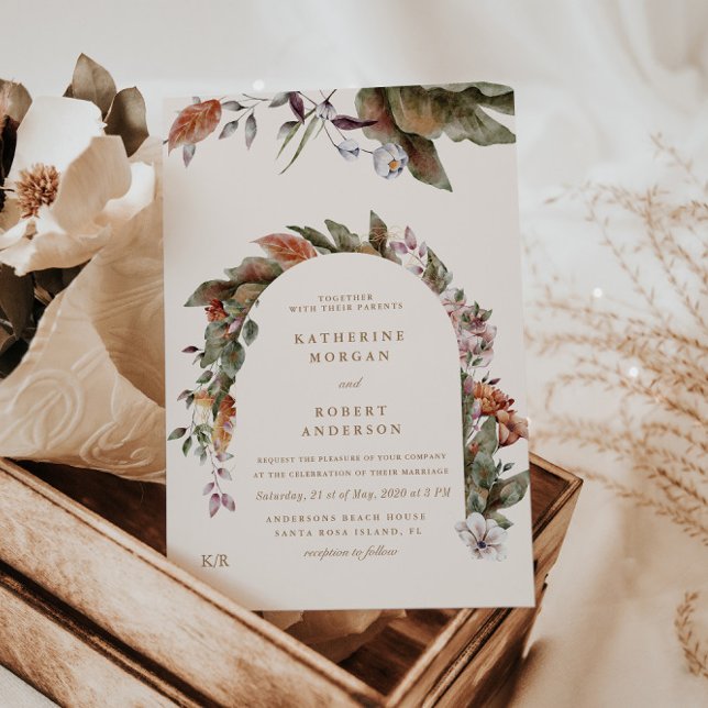 October Tones Autumn Floral Wedding  Invitation (Creator Uploaded)