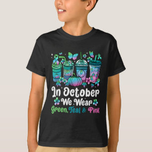 October We Wear Green Teal Pink Mbc Awareness Coff T-Shirt