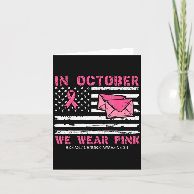 October We Wear Nk Breast Cancer Awareness Stal Wo Card (Front)