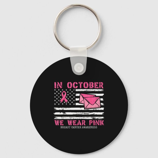 October We Wear Nk Breast Cancer Awareness Stal Wo Key Ring (Front)
