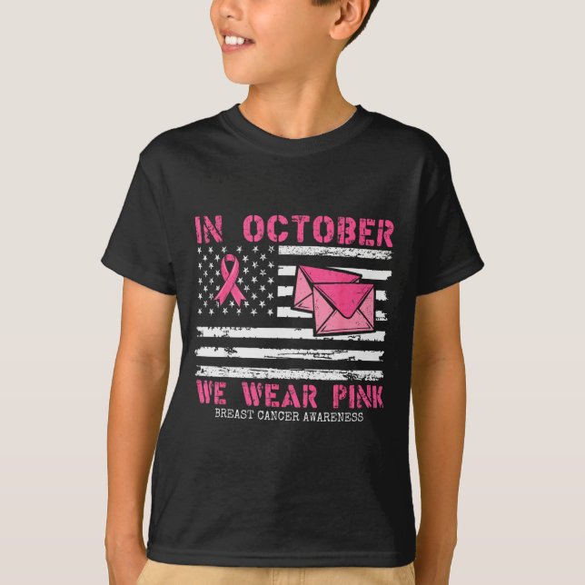 October We Wear Nk Breast Cancer Awareness Stal Wo T-Shirt (Front)
