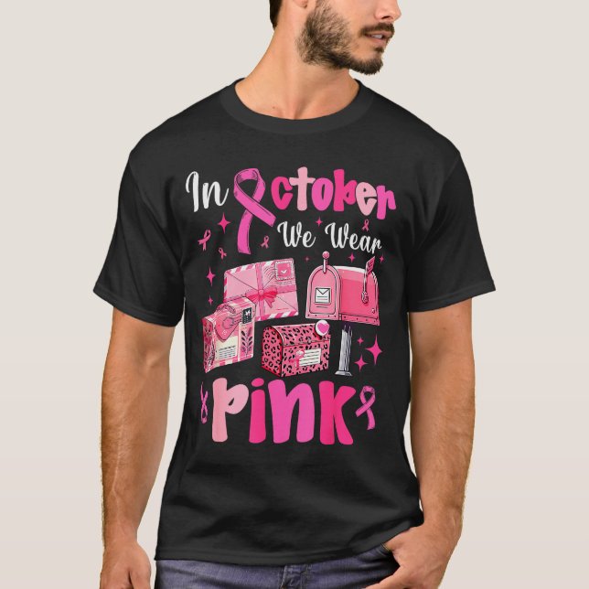 October We Wear Nk Breast Cancer Awareness Stal Wo T-Shirt (Front)