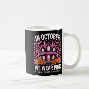 October We Wear Nk Breast Cancer Halloween Men Wom Coffee Mug