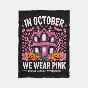 October We Wear Nk Breast Cancer Halloween Men Wom Fleece Blanket