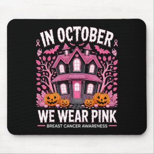 October We Wear Nk Breast Cancer Halloween Men Wom Mouse Mat