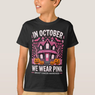 October We Wear Nk Breast Cancer Halloween Men Wom T-Shirt