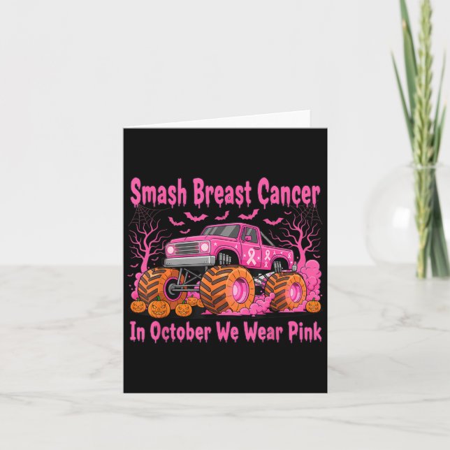October We Wear Nk Monster Truck Halloween Breast  Card (Front)