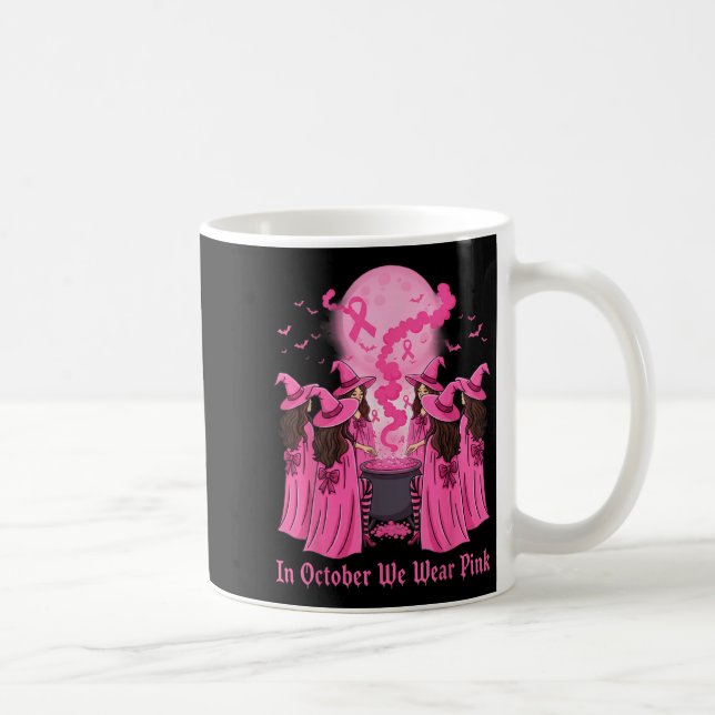 October We Wear Nk Witch Halloween Breast Cancer A Coffee Mug (Right)
