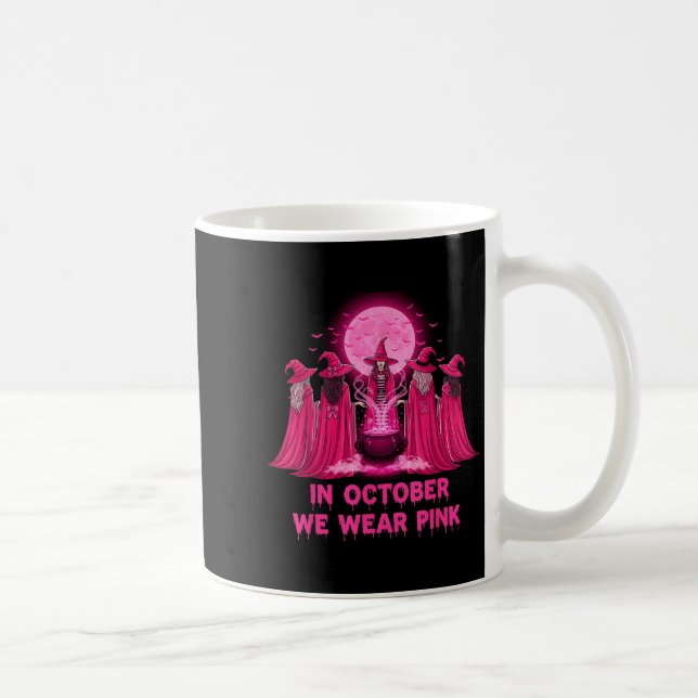 October We Wear Nk Witch Halloween Breast Cancer A Coffee Mug (Right)