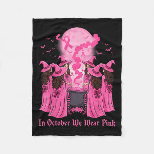 October We Wear Nk Witch Halloween Breast Cancer A Fleece Blanket
