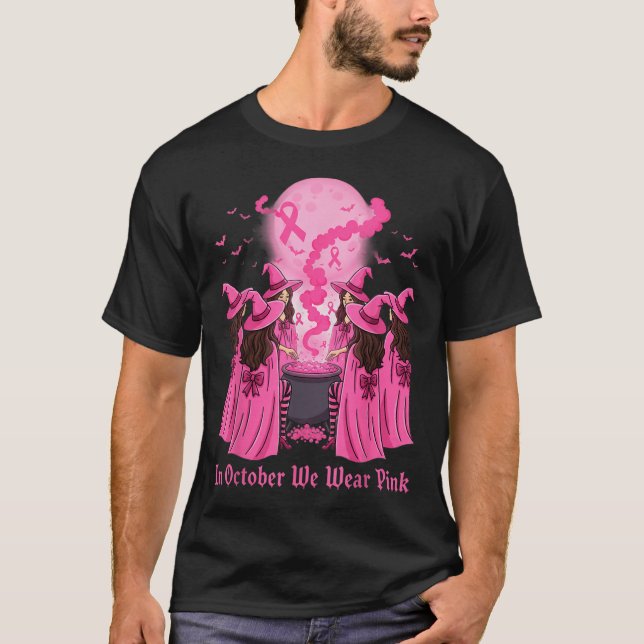 October We Wear Nk Witch Halloween Breast Cancer A T-Shirt (Front)