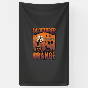 October We Wear Orange Halloween Pumpkin Llama Sku Banner