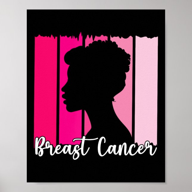 October We Wear Pink Black Afro Women Breast Cance Poster (Front)