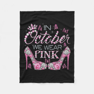 October We Wear Pink Breast Cancer Awareness High Fleece Blanket