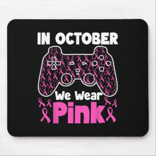 October We Wear Pink Breast Cancer Gaming Kids Boy Mouse Mat