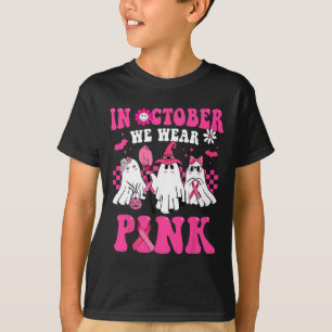 October We Wear Pink Breast Cancer Ghosts Hallowee T-Shirt