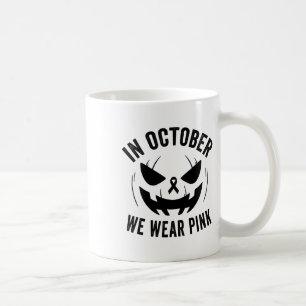 October We Wear Pink Breast Cancer Halloween Jacko Coffee Mug