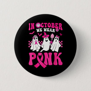 October We Wear Pink Cute Ghost Breast Cancer Hall 6 Cm Round Badge